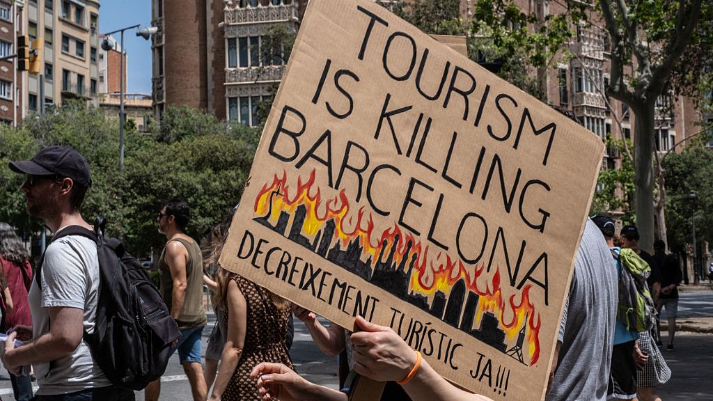 Protestos contra o overtourism em Barcelona